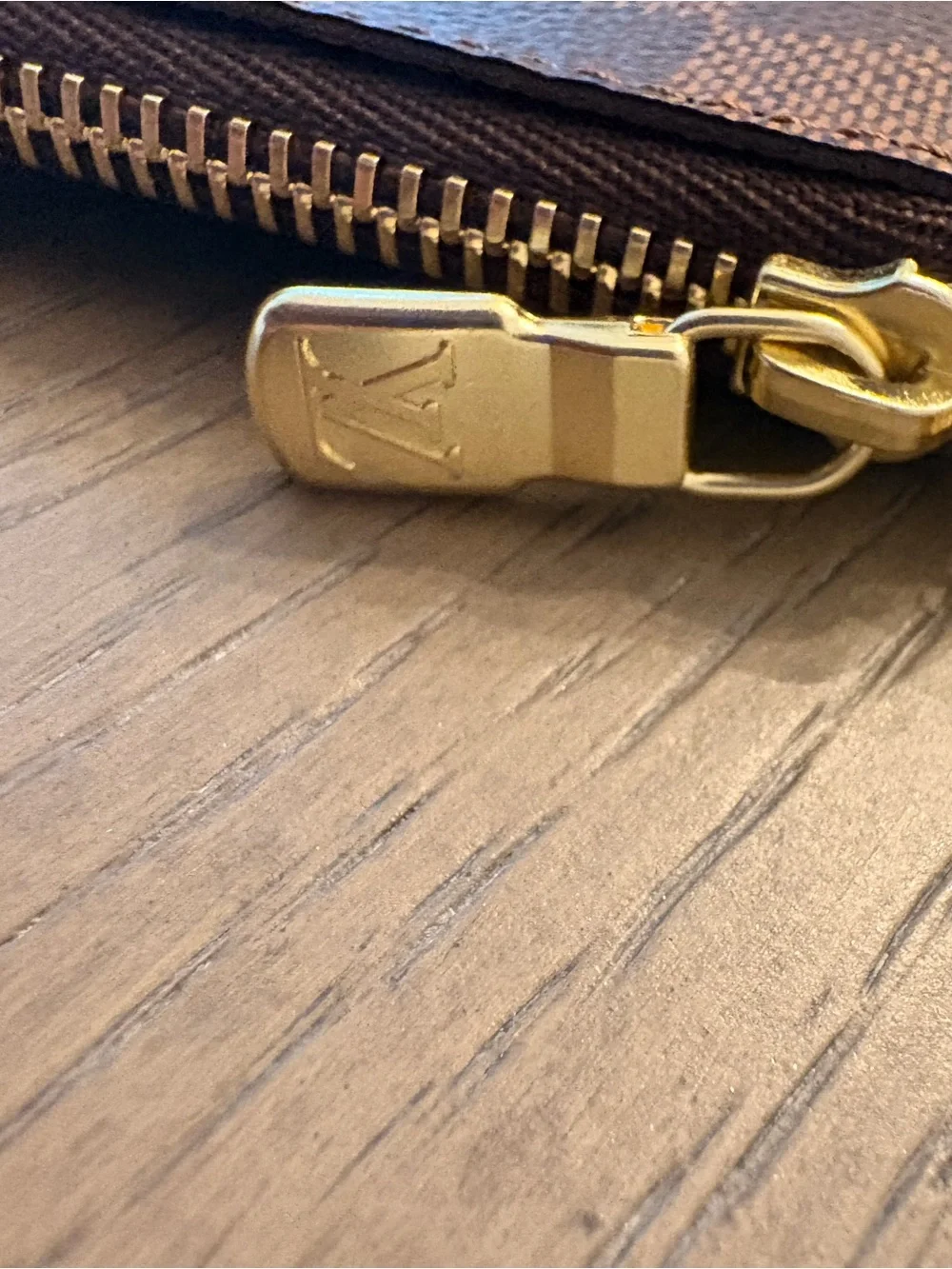 Louis Vuitton Brown Damier Key Pouch with Gold Hardware